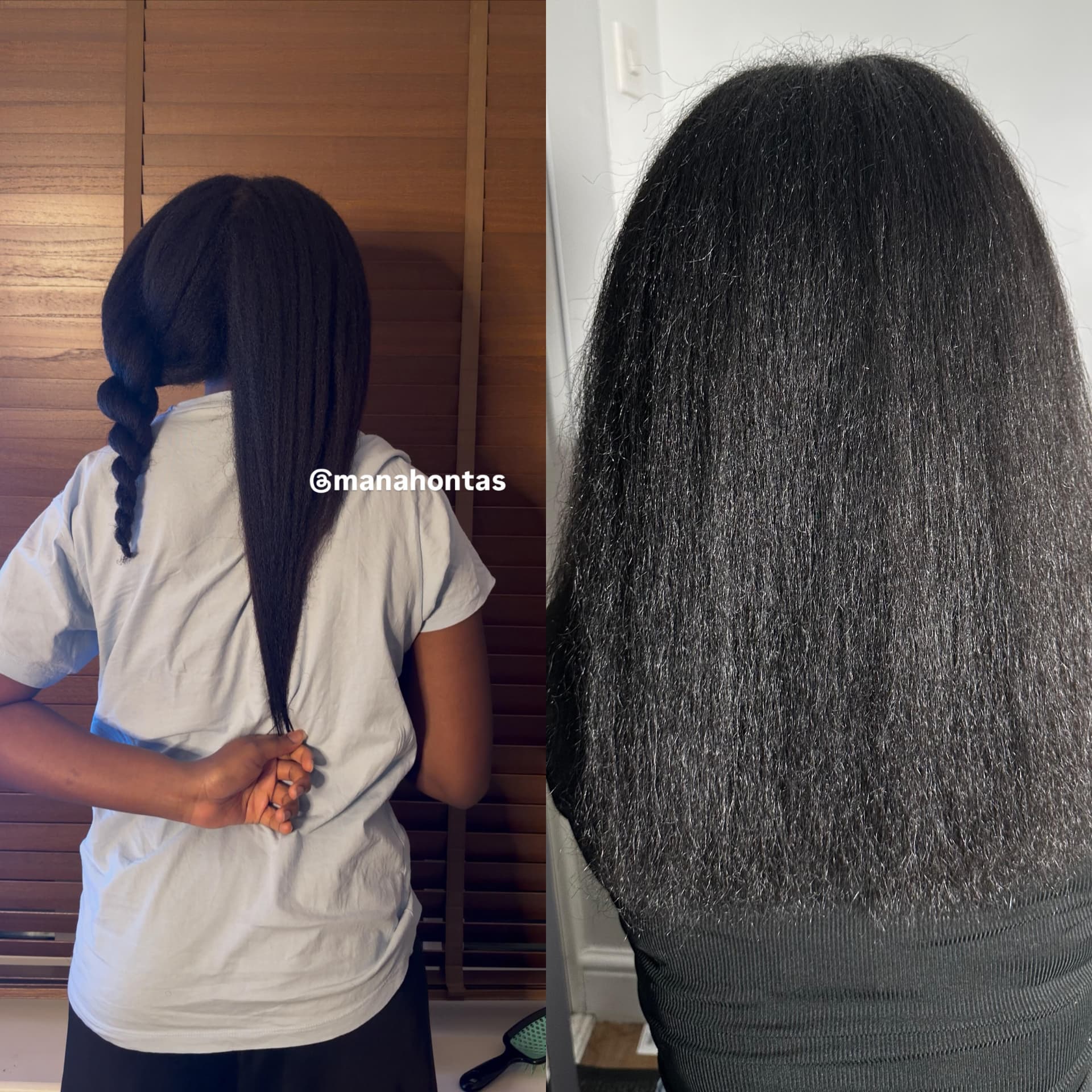 Before and after showing longer, stronger hair with ROYALAE